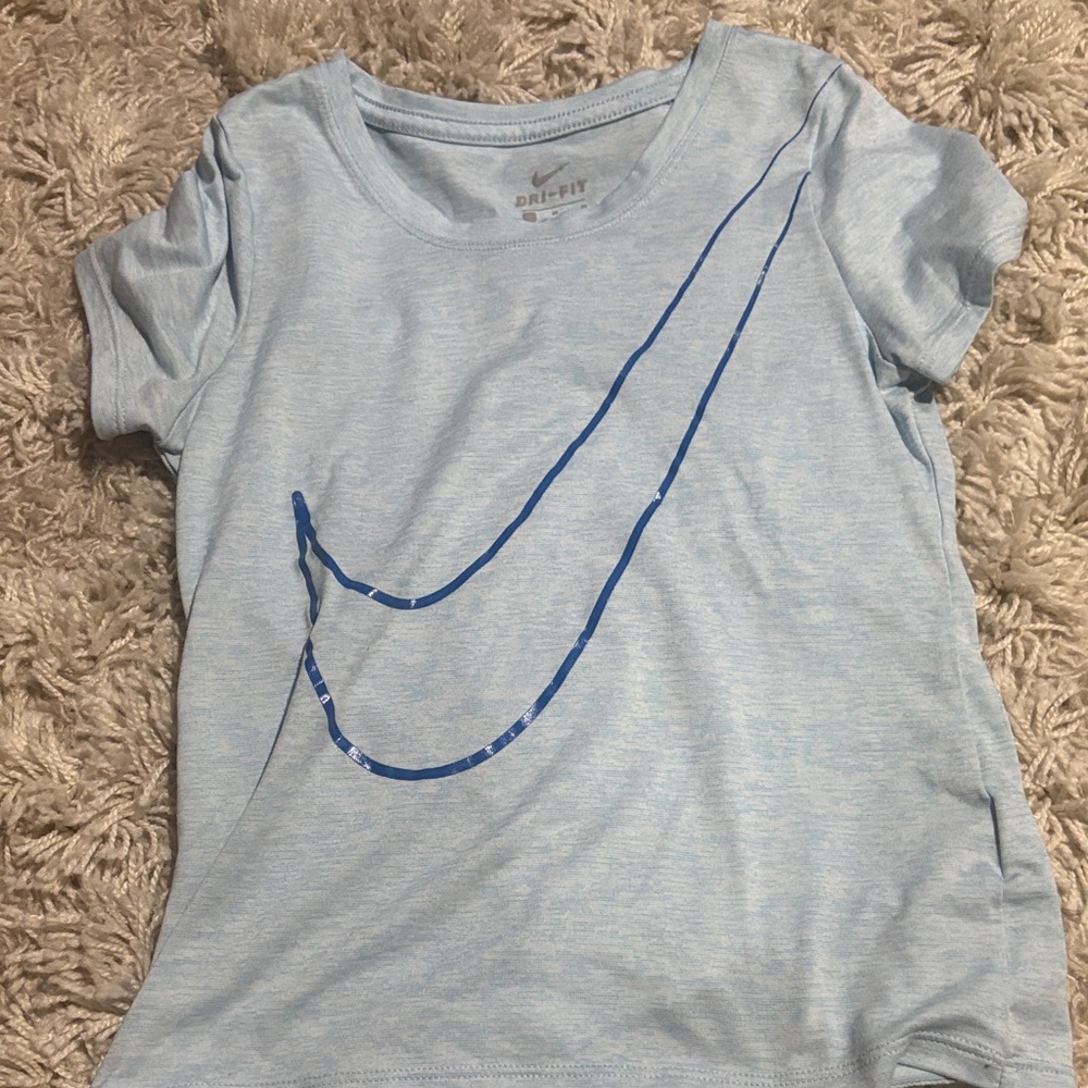 Nike Sky Blue Tee with Navy Swoosh